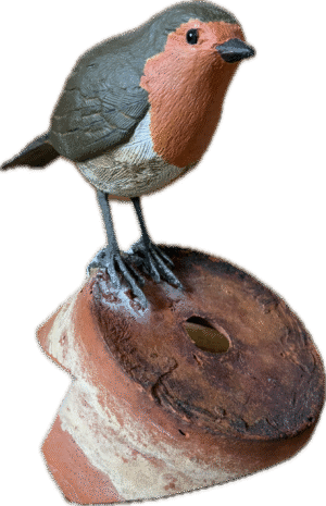 Robin on a pot Robin on a pot